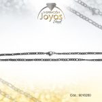 Cadena de Acero Caballero Negro Tejido Figaro Medida 60 cm - 9016260