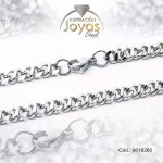 Cadena de Acero Caballero Plateado Tejido Eslabón Cubano Medida 60 cm - 9018260