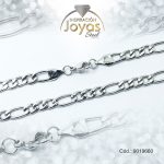 Cadena de Acero Caballero Plateado Tejido Figaro Medida 60 cm - 9019660