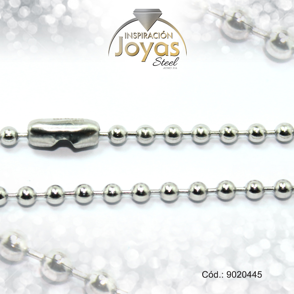 9020445 Cadena de Acero Dama Plateado Tejido de Bolas Medida 45 cm - 9020445 - Imagen 1