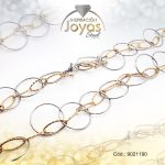 Cadena de Acero Dama 2 Tonos Tejido Círculo Alterna con Óvalos  Medida 90 cm - 9021190