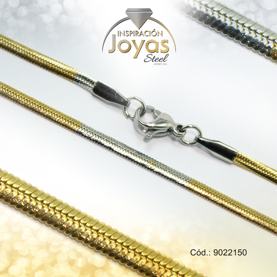 9022150 Cadena de Acero Dama 2 Tonos Tejido Cola Topo Medida 50 cm - 9022150 - Imagen 1