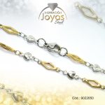 Cadena de Acero Dama 2 Tonos Tejido Rombo Alterna con Corazón  Medida 50 cm - 9022650