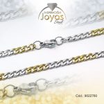 Cadena de Acero Caballero 2 Tonos Tejido Barbado  Medida 60 cm - 9022760