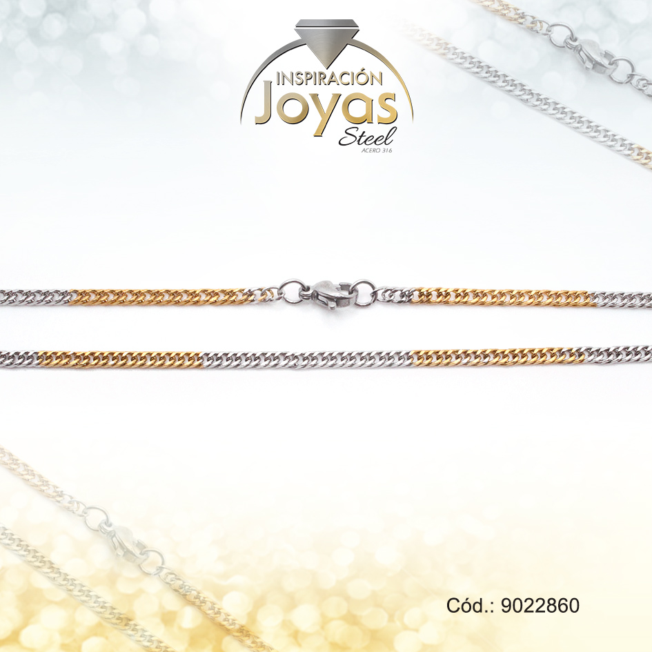 9022860 Cadena de Acero Caballero 2 Tonos Tejido Barbado Medida 60 cm - 9022860 - Imagen 1