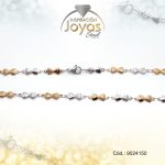 Cadena de Acero Dama 2 Tonos Tejido Corazón Doble  Medida 50 cm - 9024150