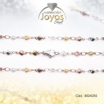 Cadena de Acero Dama 3 Tonos Tejido Corazón  Medida 50 cm - 9024250