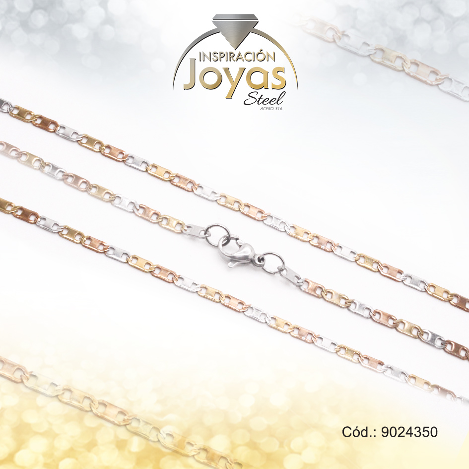 9024350 Cadena de Acero Dama 3 Tonos Tejido Valentino Medida 50 cm - 9024350 - Imagen 1