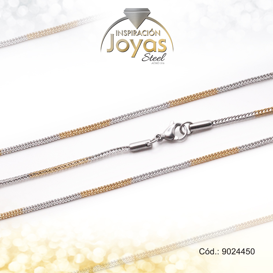 9024450 Cadena de Acero Dama 2 Tonos Tejido Cola Topo Medida 50 cm - 9024450 - Imagen 1