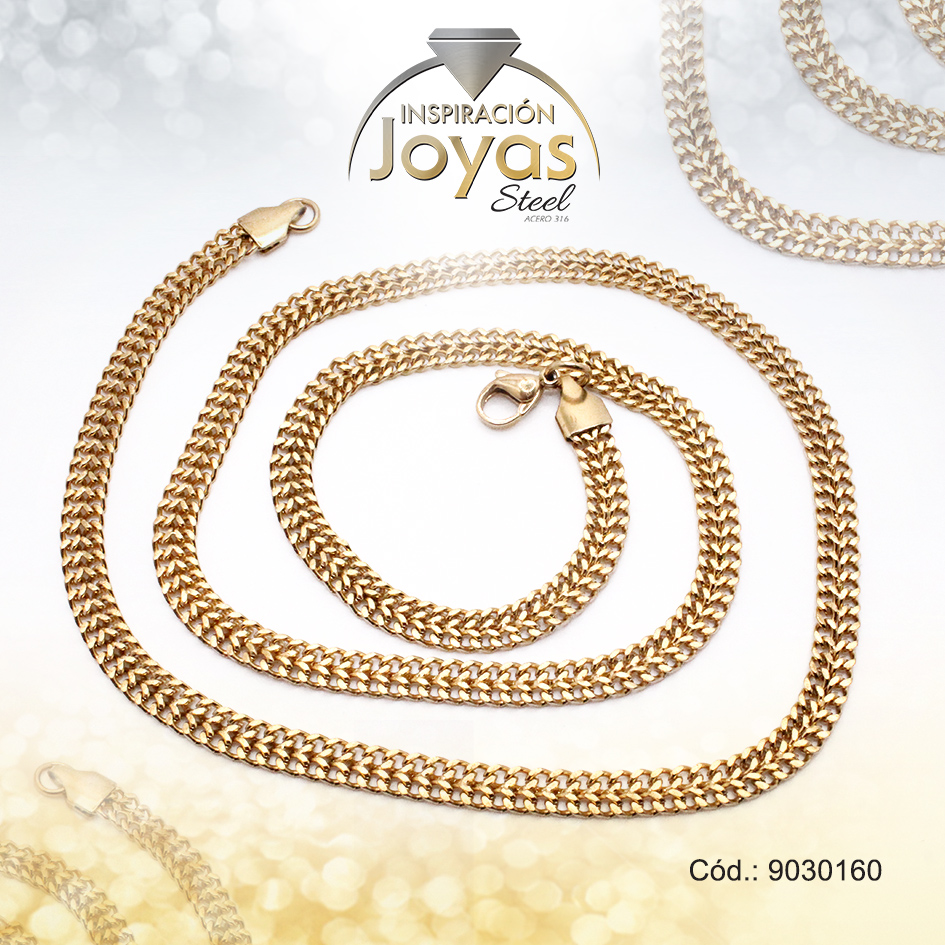 9030160 Cadena de Acero Caballero Dorado Tejido Espiga Medida 60 cm - 9030160 - Imagen 1