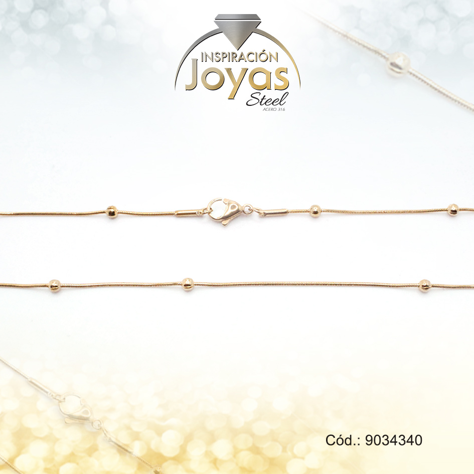 9034340 Cadena de Acero Dama Dorado Tejido Cola Topo Alterno con Esfera Medida 40 cm - 9034340 - Imagen 1