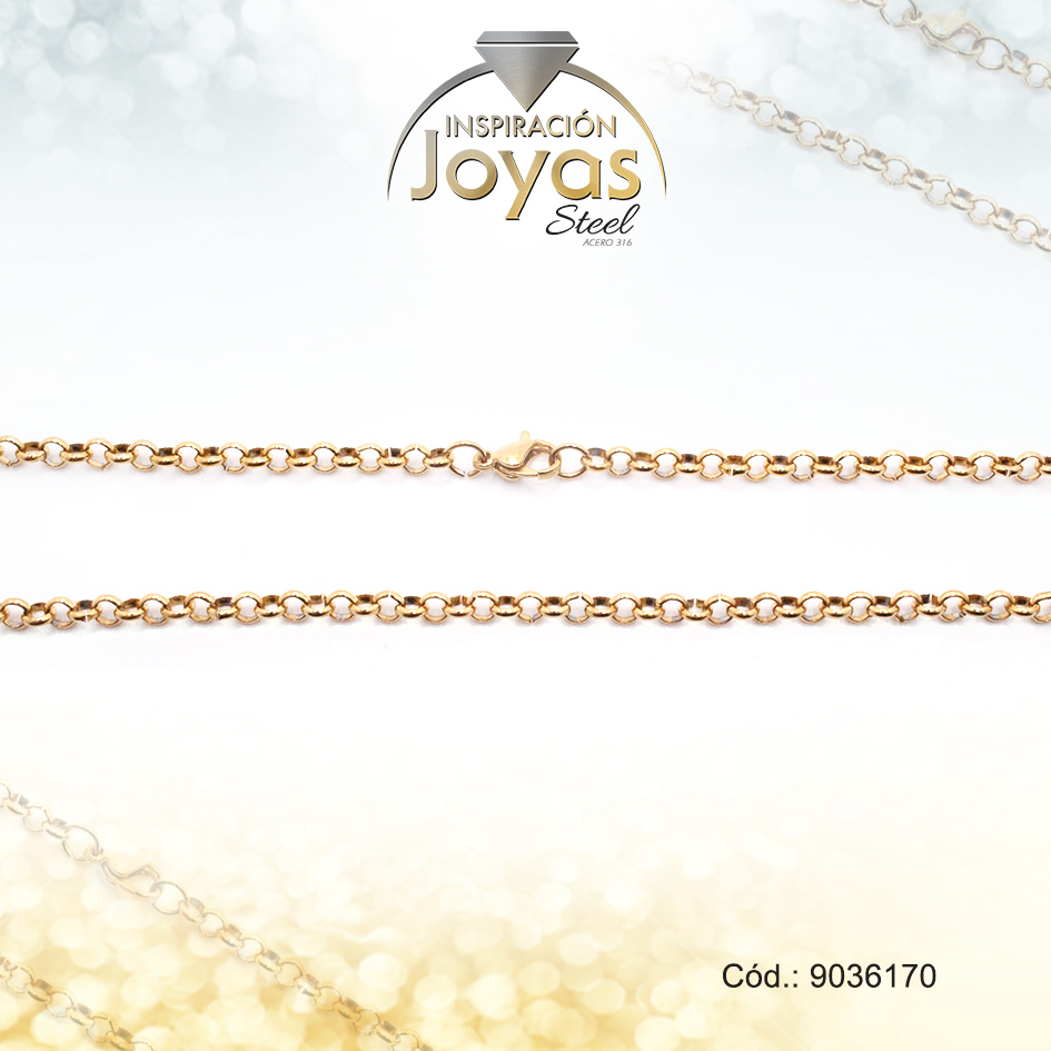 9036170 Cadena de Acero Caballero Dorado Tejido Volga Medida 70 cm - 9036170 - Imagen 1