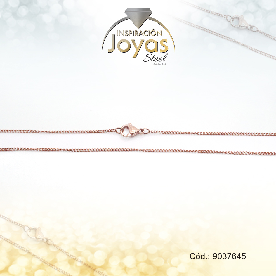 9037645 Cadena de Acero Dama Rose Gold Tejido Barbado Medida 45 cm - 9037645 - Imagen 1