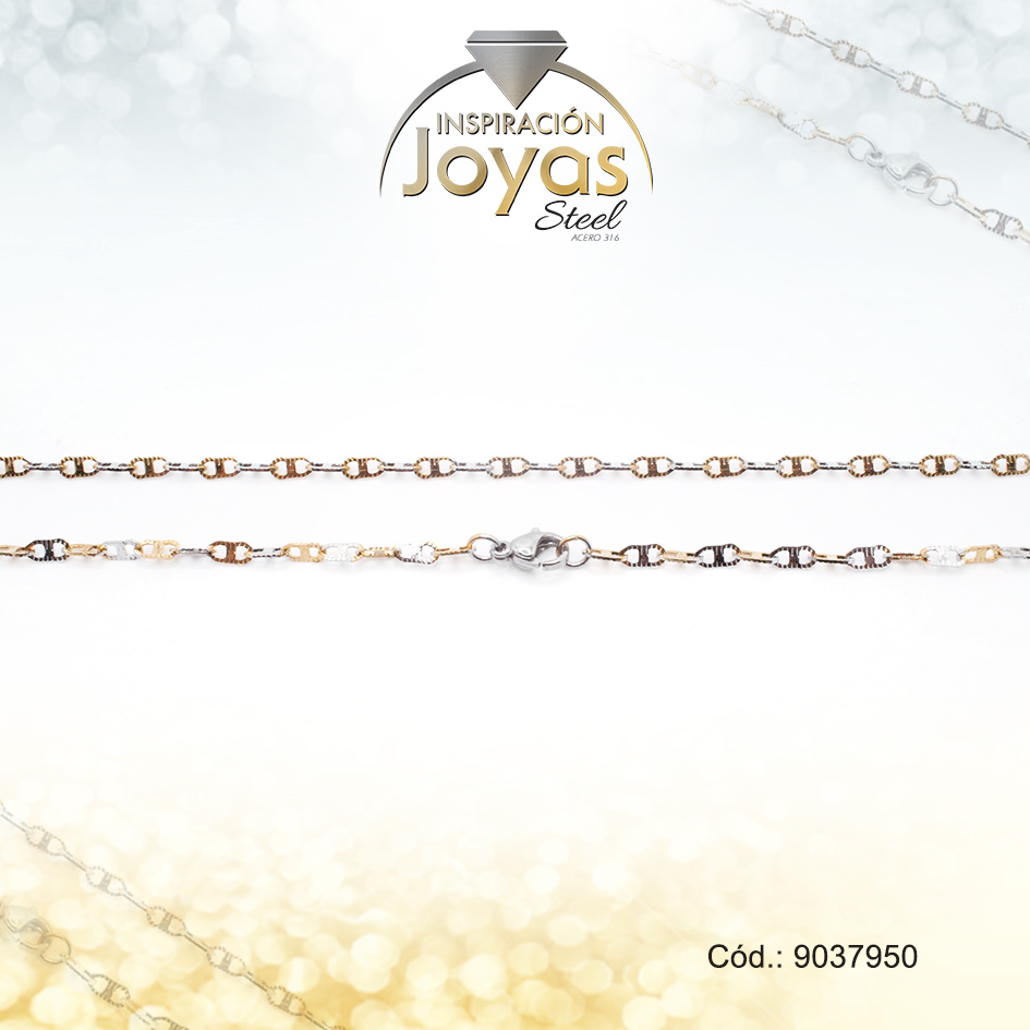 9037950 Cadena de Acero Dama 2 Tonos Tejido de Cruces Medida 50 cm - 9037950 - Imagen 1