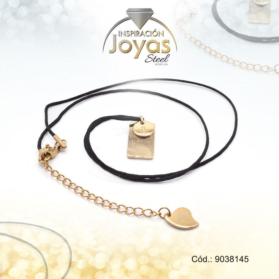 9038145 Cadena de Acero Cordón Dorado Poliéster Placa Mandamientos Medida 45 cm - 9038145 - Imagen 1