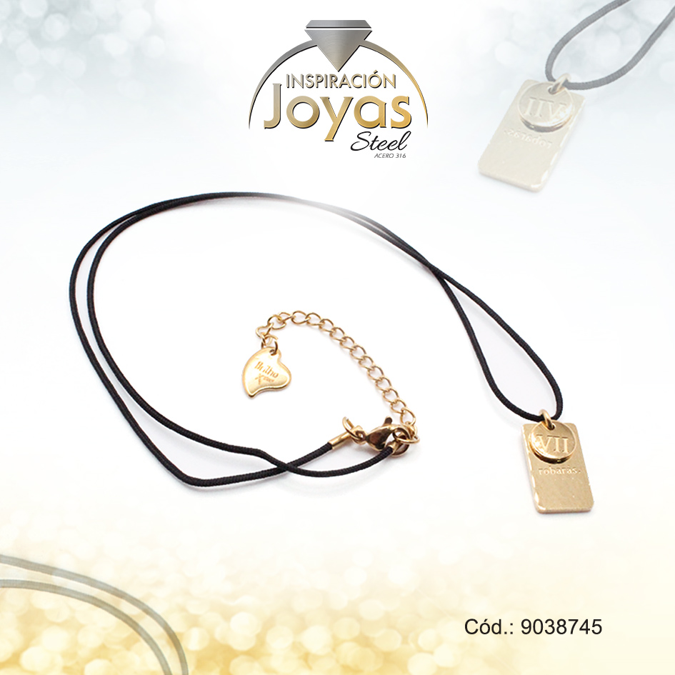 9038745 Cadena de Acero Cordón Dorado Poliéster Placa Mandamientos Medida 45 cm - 9038745 - Imagen 1