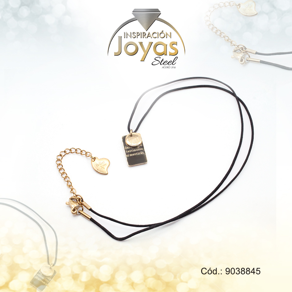 9038845 Cadena de Acero Cordón Dorado Poliéster Placa Mandamientos Medida 45 cm - 9038845 - Imagen 1