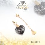 Cadena de Acero Dorado Hilo Nylon Corazón Piedra Negro Medida 40 cm - 9039140