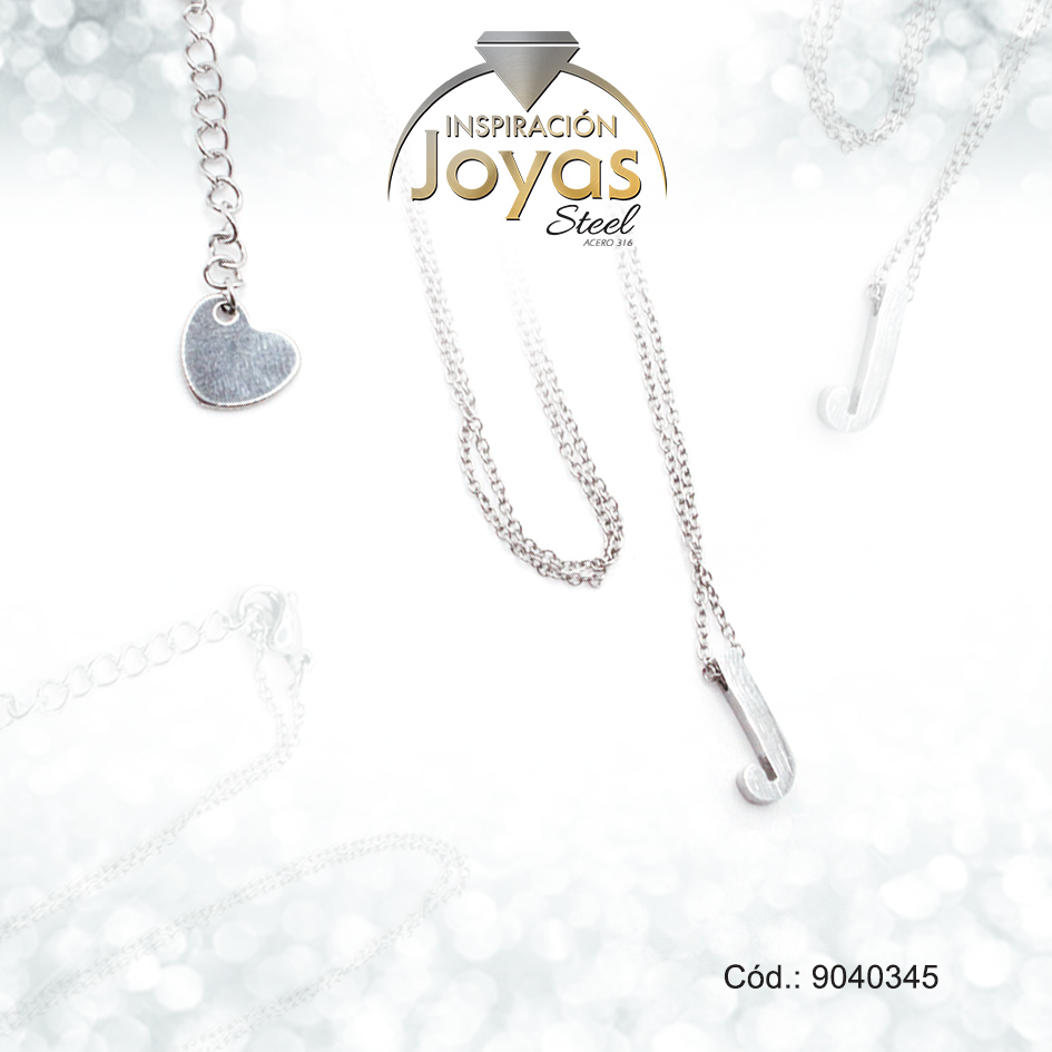 9040345 Cadena de Acero Plateado Con Dije Letra J Medida 45 cm - 9040345 - Imagen 1