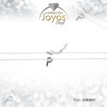 Cadena de Acero Plateado Con Dije Letra P  Medida 45 cm - 9040845