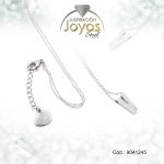 Cadena de Acero Plateado Con Dije Letra V  Medida 45 cm - 9041245