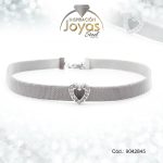 Cadena de Acero Choker Plateado Malla Corazón Medida 45 cm - 9042845