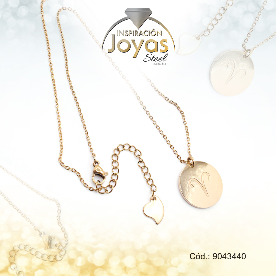 9043440 Cadena de Acero Dorado Con Dije Signo Aries Medida 40 cm - 9043440 - Imagen 1