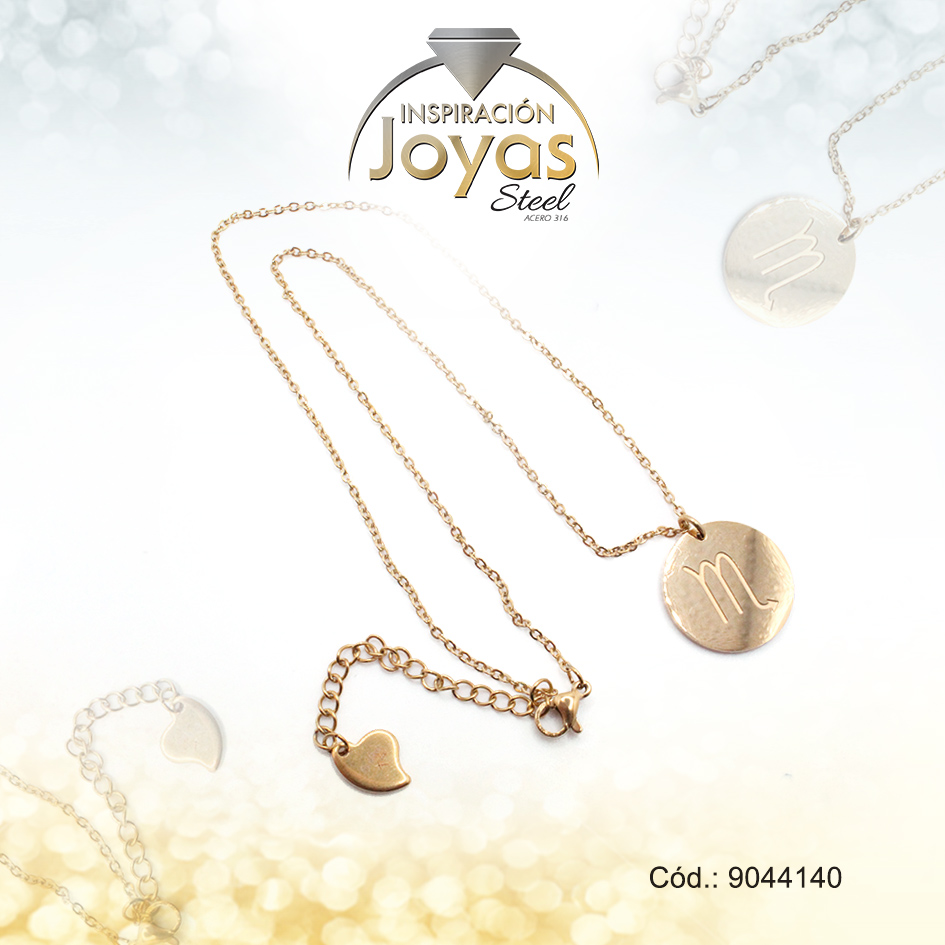 9044140 Cadena de Acero Dorado Con Dije Signo Escorpio Medida 40 cm - 9044140 - Imagen 1