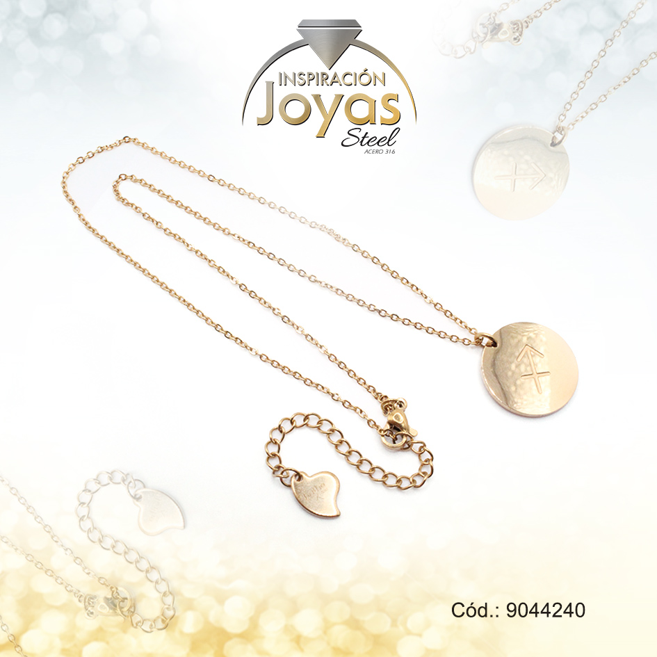 9044240 Cadena de Acero Dorado Con Dije Signo Sagitario Medida 40 cm - 9044240 - Imagen 1