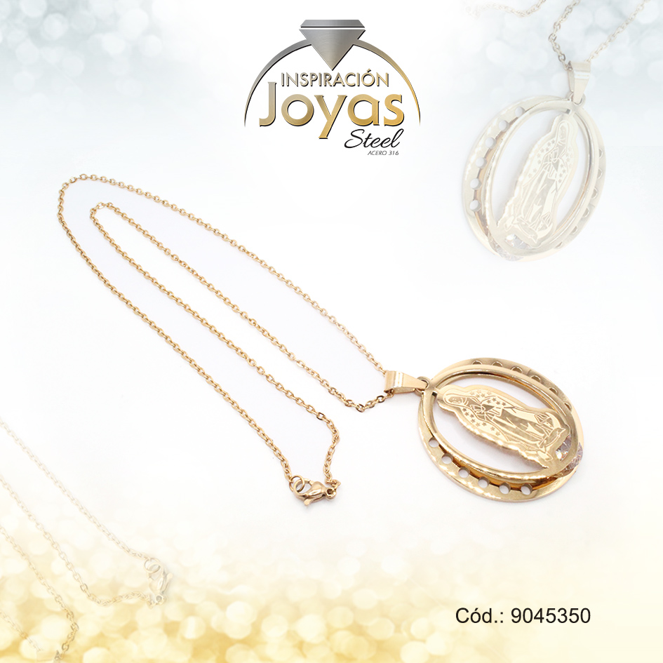 9045350 Cadena de Acero Dorado Con Dije Vrgen de Guadalupe Medida 50 cm - 9045350 - Imagen 1