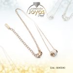 Cadena de Acero Dorado Con Dije Cilindro Esmaltado Esmalte Blanco Medida 40 cm - 9045440