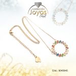 Cadena de Acero Dorado Con Dije Arco Iris Piedra Multi Color Medida 45 cm - 9045645