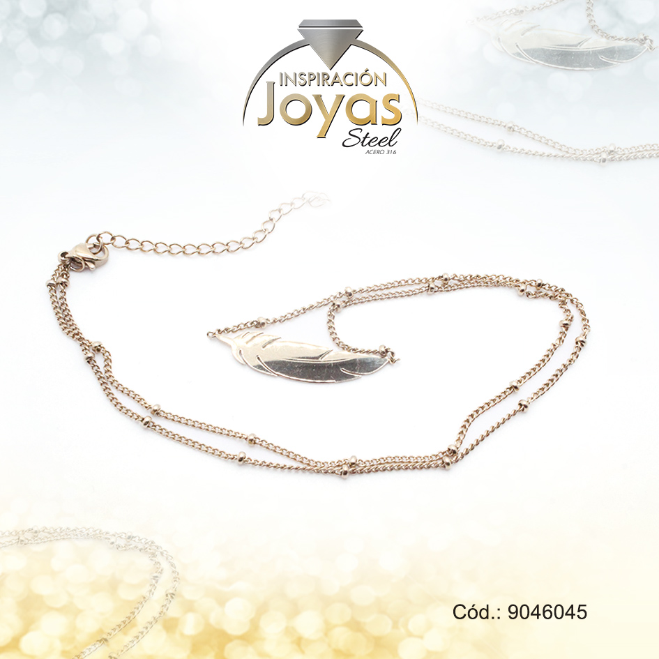 9046045 Cadena de Acero Collar Dorado Hoja Medida 45 cm - 9046045 - Imagen 1