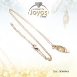 Cadena de Acero Dorado Con Dije Hoja Circón Medida 45 cm - 9046145