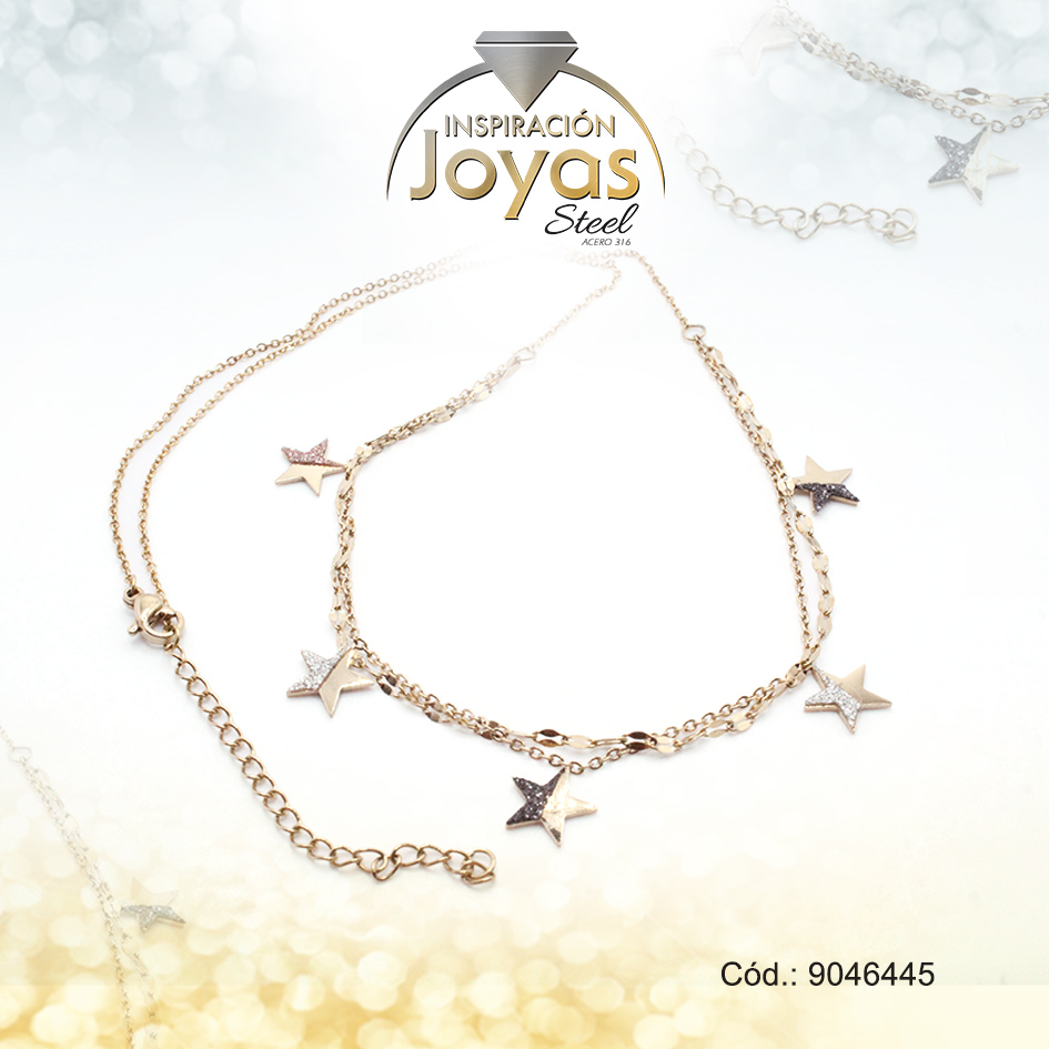 9046445 Cadena de Acero Dorado Con Dije Estrella Medida 45 cm - 9046445 - Imagen 1