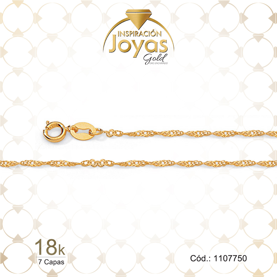 1107750 Cadena de Oro Enchapado Dorado Dama Tejido Singapur Largo: 50 Ancho: 0,1 - 1107750 - Imagen 1