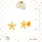 Zarcillo de Oro Enchapado Dorado Aleación Circón Flor Blanco Ancho: 0,8 Alto: 0,8 - 200439