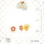 Zarcillo de Oro Enchapado Dorado Aleación Esmalte Flor Rosado Ancho: 0,4 Alto: 0,4 - 200440