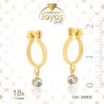 Argolla de Oro Enchapado Dorado Colgante Circón Lágrima  Diámetro: 0,8 Ancho: 0,1 - 200635