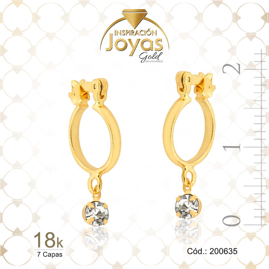 200635 Argolla de Oro Enchapado Dorado Colgante Circón Lágrima Diámetro: 0,8 Ancho: 0,1 - 200635 - Imagen 1