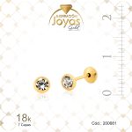 Zarcillo de Oro Enchapado Dorado Bebé Circón Solitario Rojo ó Rosado Ancho: 0,3 Alto: 0,3 - 200681