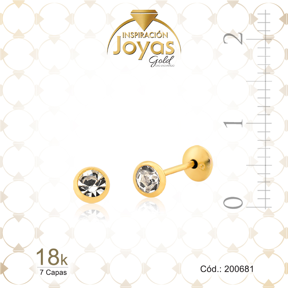 200681 Zarcillo de Oro Enchapado Dorado Bebé Circón Solitario Rojo ó Rosado Ancho: 0,3 Alto: 0,3 - 200681 - Imagen 1