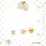 Zarcillo de Oro Enchapado Dorado Bebé Circón Solitario Blanco Ancho: 0,5 Alto: 0,5 - 200684