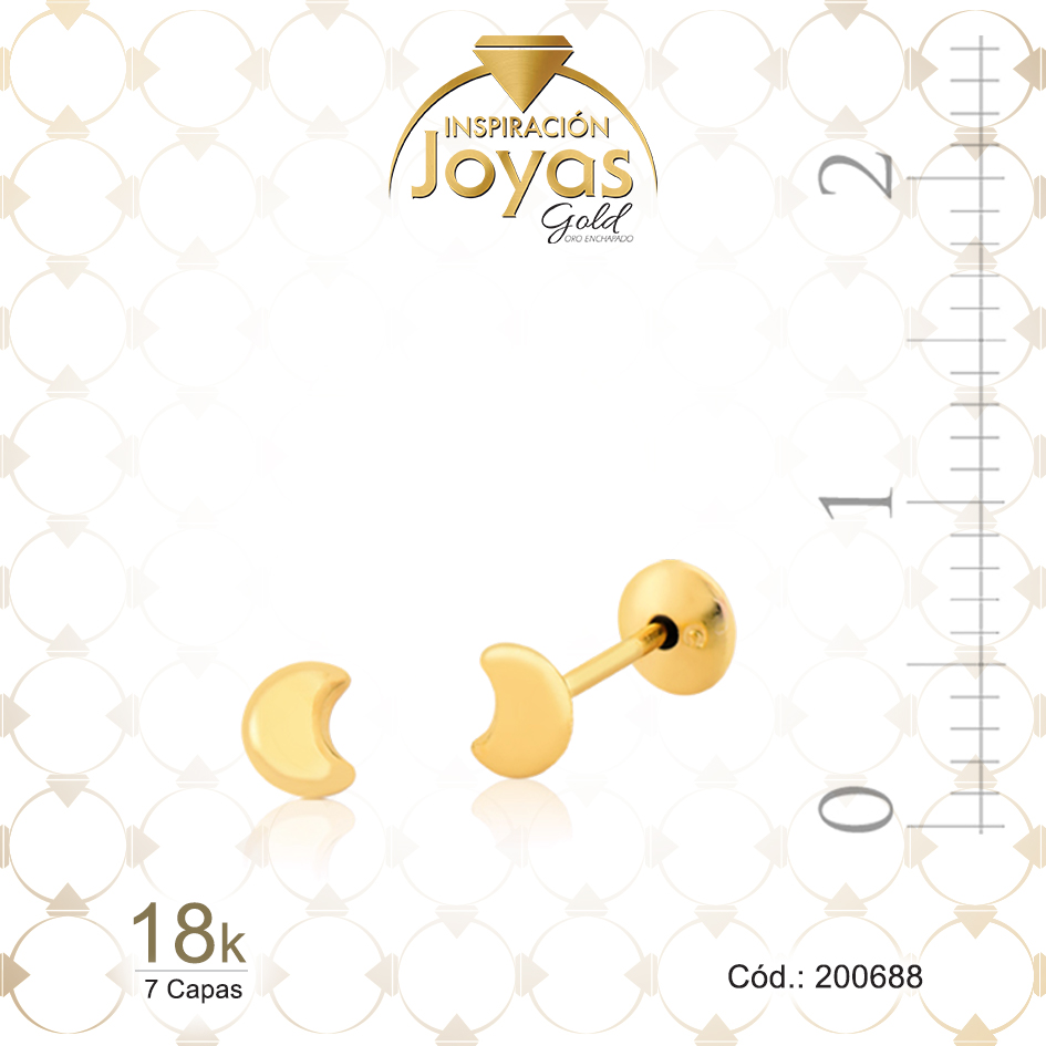 200688 Zarcillo de Oro Enchapado Dorado Bebé Luna Ancho: 0,1 Alto: 0,5 - 200688 - Imagen 1