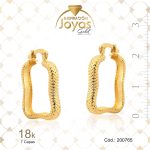 Argolla de Oro Enchapado Dorado Forma  Cuadrado  Diámetro: 2 Ancho: 0,3 - 200765