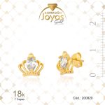 Zarcillo de Oro Enchapado Dorado Aleación Circón Corona Blanco Ancho: 0,8 Alto: 0,8 - 200820