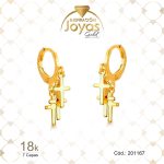 Argolla de Oro Enchapado Dorado Colgante  3 Cruz  Diámetro: 1 Ancho: 0,1 - 201167