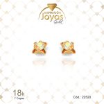 Zarcillo de Oro Enchapado Dorado Bebé Circón Solitario Blanco Ancho: 0,4 Alto: 0,4 - 22520