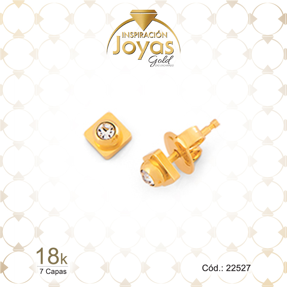 22527 Zarcillo de Oro Enchapado Dorado Aleación Circón Círculo Blanco Ancho: 0,4 Alto: 0,4 - 22527 - Imagen 1