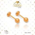 Zarcillo de Oro Enchapado Dorado Bebé  Esfera  Ancho: 0,2 Alto: 0,2 - 23142